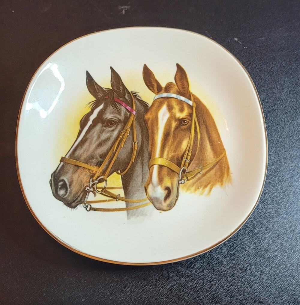 Vintage English Equestrian Gentleman's Trinket Tray, Brooks Brothers Retailed